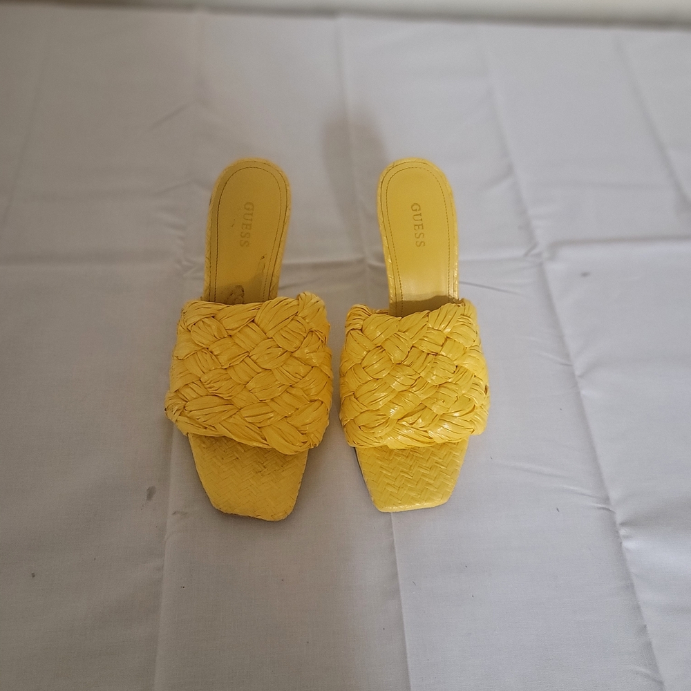 Guess Women's Bright Yellow Woven Sandals